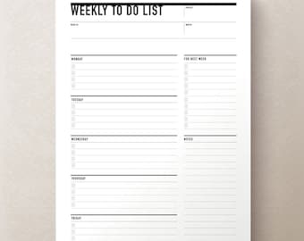 Printable Weekly To Do List, Week Agenda Planner, Printable To Do list, Student Planner, Weekly Action Plan, Student Agenda, Weekly Planner