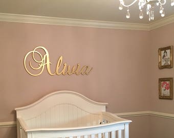 Gold Nursery Name Sign - Baby & Kids Nursery Decor - Wall Letters for Boy and Girl Nursery - GLITTER Letters - Wood Letters - Nursery Decor