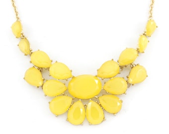Pretty Gold-tone Bright Yellow Statement Necklace