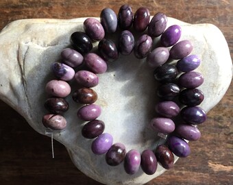 BREATHTAKING Genuine SUGILITE Shaded Purple Rondelle Beads, 8mm, 8" Strand