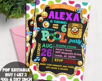 Emoji Birthday Invitations, Emoji Party Invitation, Emoji Birthday Invitation, Emoji Birthday Party, Emoji Party, Emoji Invite, editable pdf