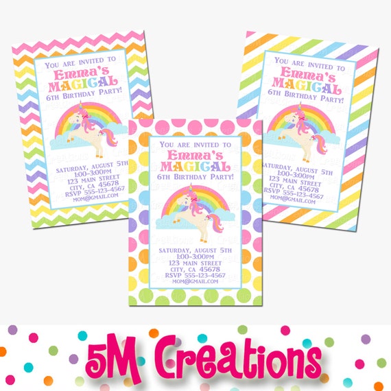 rainbow unicorn party invitation unicorn printable invite