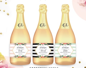 Pop The Champagne I'm Changing my Last Name Mini Champagne Labels, Will you be my bridesmaid, Bridesmaid Proposal Idea, Maid of Honor Ask