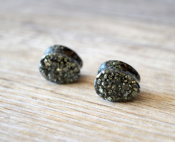 pyrite resin plugs Teardrop Plugs Tear Drop plug natural plugs