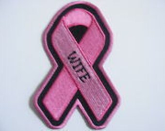 Pink Ribbon Breast Cancer Awareness Patch WIFE