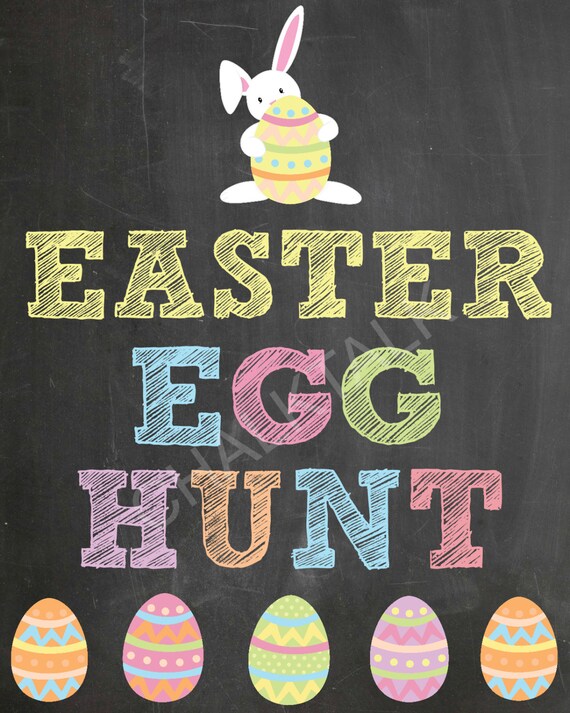 Easter Egg Hunt Chalkboard Easter Egg Hunt Sign Easter