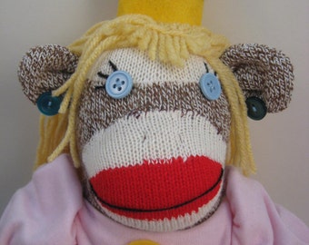 Princess Peach sock monkey MADE TO ORDER