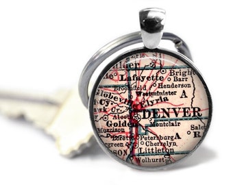 Denver Colorado Keychain, Colorado Map Keychains, Gift for Him, Dad Gift, Daddy Gift, Personalized Gift, Mens Keychain, Dad's Gift, A164