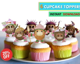 Moana KAKAMORA Cupcake toppers, Kakamora printables, Kakamora Party, Moana Party theme, Moana Party Favors, Moana decoration, Party Ideas