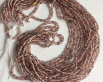 Czech Glass Seed Beads - Clear with Dark Red/ Red Stripes