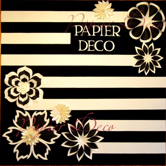 Paper Flower Black and White Backdrop Striped Backdrop