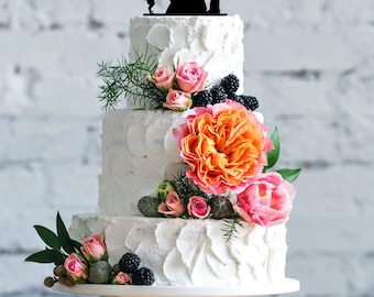 Wedding with dog cake topper- Silhouette wedding cake topper,Personalized cake topper, Personalized wedding Cake Topper, wedding cake topper
