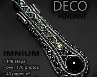 Deco pendant wire wrapped tutorial - very detailed step by step instructions, wirewrap DIY, digital book about jewelry, learn how to wrap