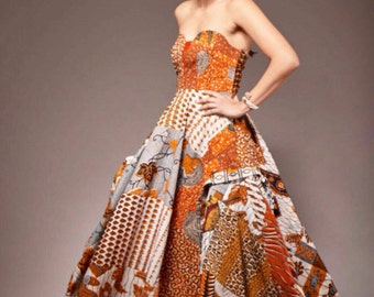 African Print Dress Ankara Dress Party Dress African Clothing Strapless Dress African Dress African dresses Women's Clothing African Fabric