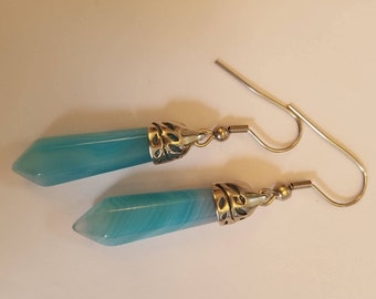Turquoise Natural Crystal Quartz Earrings