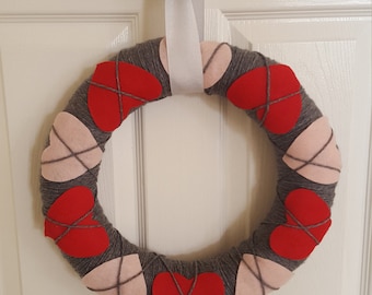 14" gray heart love wreath