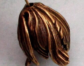 Tulip Flower Bead Cap, Pendant, Brass Ox, Trinity Brass AB105