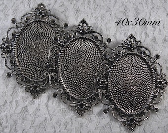 40x30mm Antique Silver Setting - "Enchantment II" - 3 pcs : sku 10.24.12.7 - R15