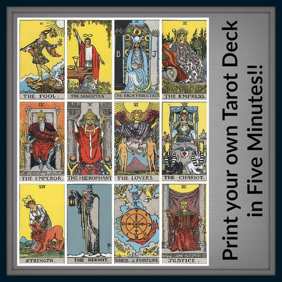 Printable Tarot Cards Rider Waite Tarot Deck Digital Tarot