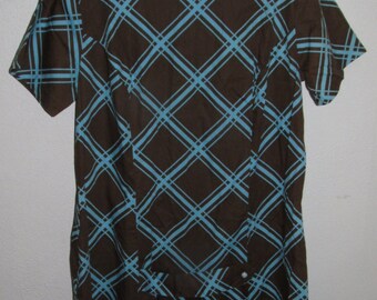 Handmade Vintage Blue and Brown Plaid Dress