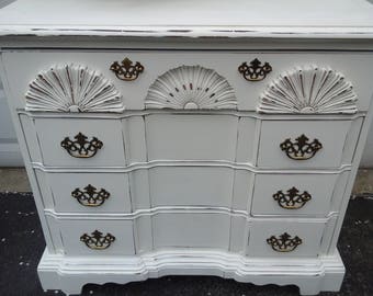shabby chic chest with carved shell detail