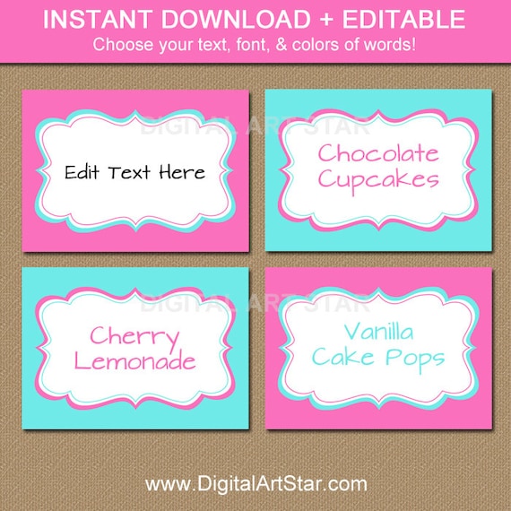 buffet food labels templates