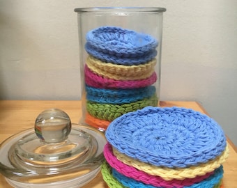 Crocheted face scrubbies set - cotton scrubbies - bath and shower gift - cotton skincare set - exfoliating accessory - reusable face wipes