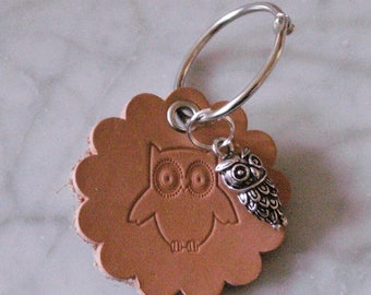 Keychain leather "OWL", crafted from leather
