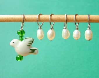Mama Bird and Egg Stitch Markers--Set of Six