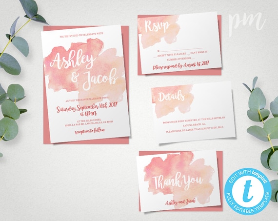 watercolor wedding invitation templates