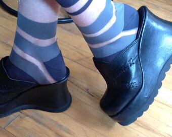 Chunky clogs leather black/platform/Boho/Black Leather Clogs