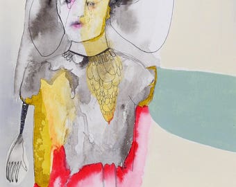 Original Painting , Mixed Media Collage On Paper, Modern Painting by Christina Romeo "Coagulation "