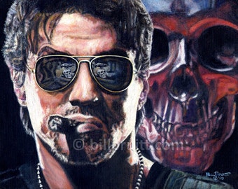 Sylvester Stallone Expendables Barney Ross art print 12x16 signed and dated Bill Pruitt