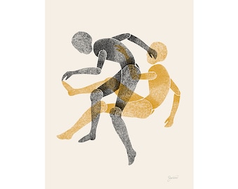 Figure Art, Abstract Art Print, Mid Century Modern, Living Room Art, Figurative Art