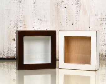 Handmade Small Square Shadow Box Frame - Holds up to 4.5 x 4.5 x 1.25 inches Deep - In Finish COLOR of YOUR CHOICE - Small Shadow Box Frame