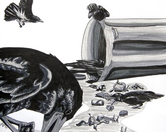 Five For Riches - Raven Poem - Archival Art Print