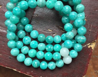 The Mermaid + Moon | Russian Amazonite + Moonstone | Spiritual Junkies | Yoga + Meditation | Stackable Mala Bracelet