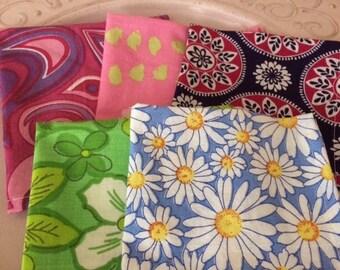 Kids Cloth Napkins School Lunchbox, Set of 5, Boho, Retro, Mod Squad Collection, by CHOW with ME