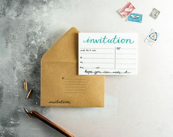 Invitation Letterpress Invite Set of 10