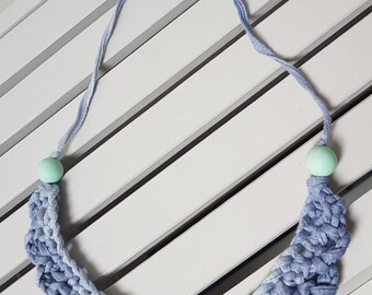 Denim ombre effect crochet necklace