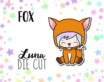 Fox Luna DIE CUT - Traveler's Notebook Scrapbook Fox Die Cut Planner Kawaii Character Doodle