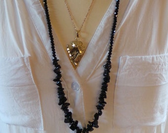 Black tassel necklace. Black tassel necklace with gemstones. Winter necklace. Long beaded tassel necklace. Bohemian tassel necklace.