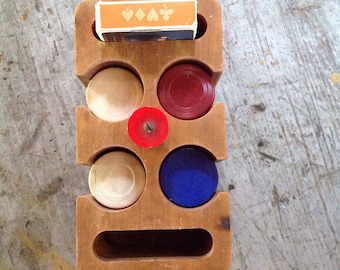 Vintage Wood Poker Chip Caddy