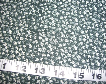 Floral fabric with leaves leaf cream green cotton print quilt sewing quilting material crafting projects by the yard BTY quilters fabric