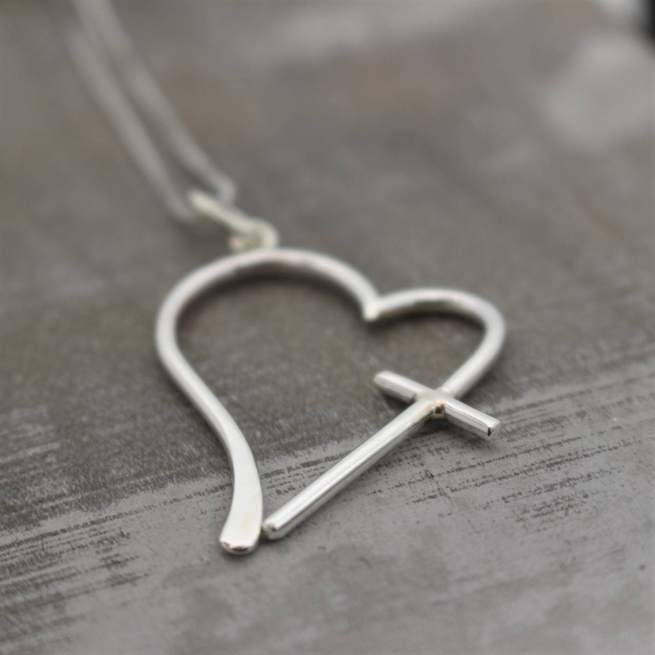 Sterling Silver Heart Cross Necklace Gift for her
