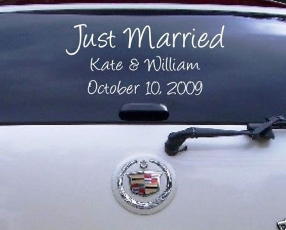 Wedding Decal Just Married Personalized Vinyl Sticker Car