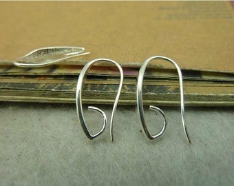 10 Ear wire component 11x20mm shiny silver wholesale earrings brass ear wires ear wire with hook