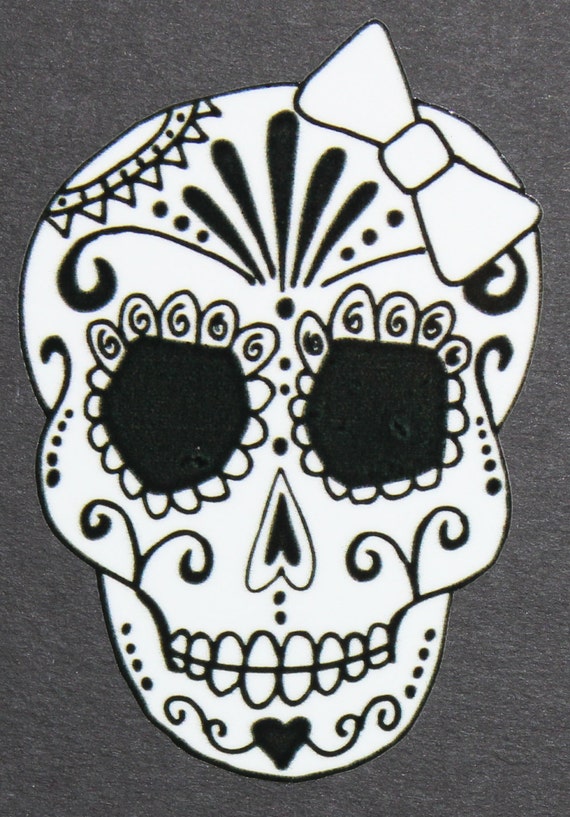 day of the dead art girl sugar skull car sticker 3946