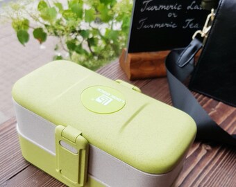 Sustainable green eco friendly lunchbox made from organic wheatstraw