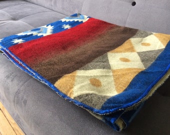 Alpaca Blanket Throw from Ecuador REVERSIBLE, Wool Throw, Wool Blanket, blue